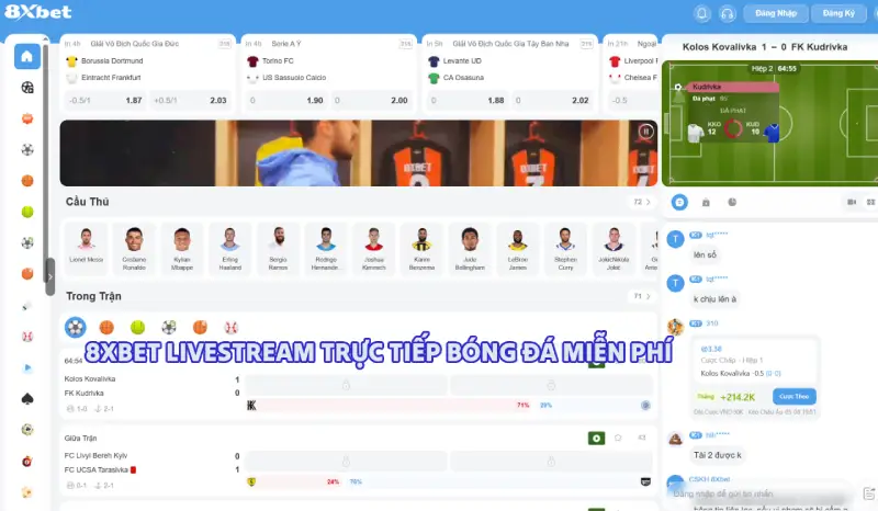 Website 8XBET livestream bóng đá miễn phí mỗi ngày